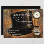 Invitation à une fête d'anniversaire Steampunk (Devant / Derrière)