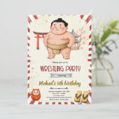 Invitation à une fête d'anniversaire Sumo (Debout devant)