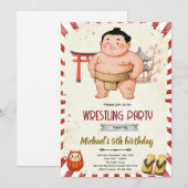 Invitation à une fête d'anniversaire Sumo (Devant / Derrière)