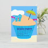 Invitation à une fête d'anniversaire sur la plage  (Debout devant)