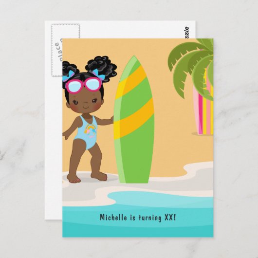 Invitation à une fête d'anniversaire sur la plage (Devant / Derrière)