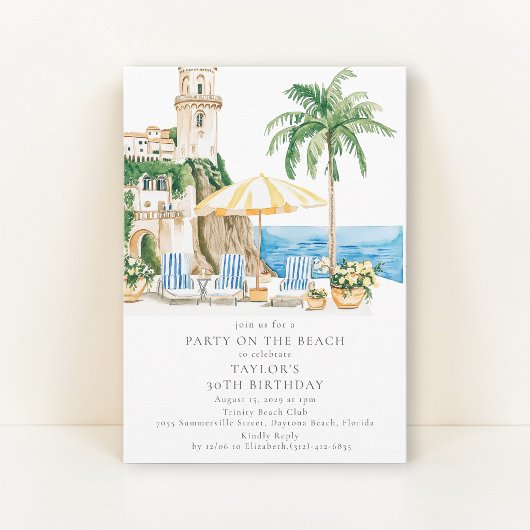 Invitation à une fête d'anniversaire sur la plage
