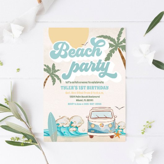 Invitation à une fête d'anniversaire sur la plage