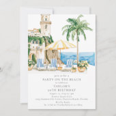 Invitation à une fête d'anniversaire sur la plage (Devant)