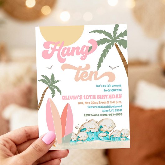 Invitation à une fête d'anniversaire Surf