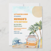Invitation à une fête d'anniversaire Surf sur la p (Devant)