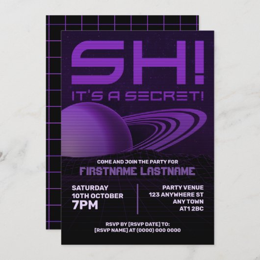 Invitation à une fête d'anniversaire surprise rétr (Devant / Derrière)