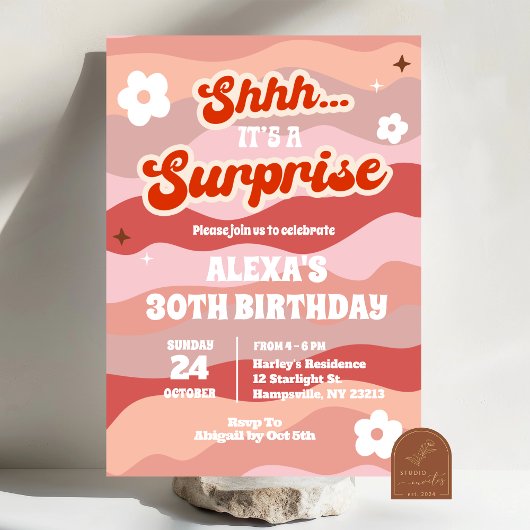 Invitation à une fête d'anniversaire surprise rétr