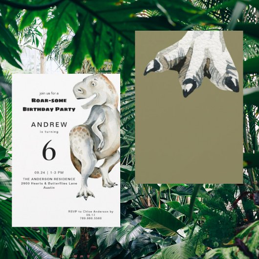 Invitation à une fête d'anniversaire T-Rex Roar-so