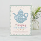 Invitation à une fête d'anniversaire Tea Party (Debout devant)