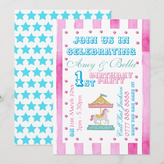 Invitation à une fête d'anniversaire - Thème carro (Devant / Derrière)