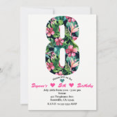 Invitation à une fête d'anniversaire Tropical 8 Hu (Devant)