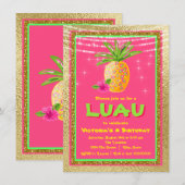 Invitation à une fête d'anniversaire Tropical Luau (Devant / Derrière)