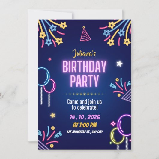 Invitation à une fête d'anniversaire Tropical Luau (Devant)