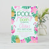 Invitation à une fête d'anniversaire Tropical Pool (Debout devant)