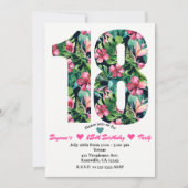 Invitation à une fête d'anniversaire tropicale flo (Devant)