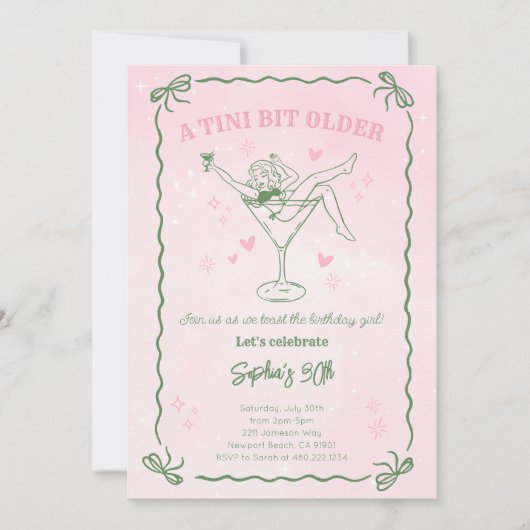 Invitation à une fête d'anniversaire un peu plus â (Devant)