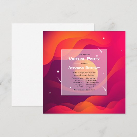 Invitation à une fête d'anniversaire virtuelle (Devant / Derrière)