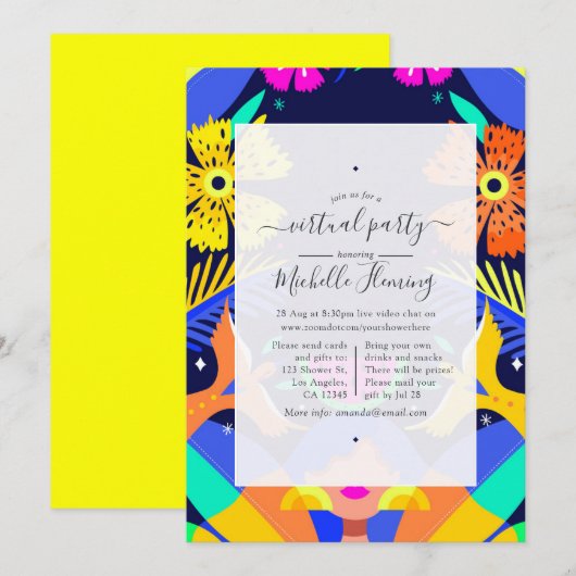 Invitation à une fête d'anniversaire virtuelle d'é (Devant / Derrière)