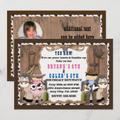 Invitation à une fête d'anniversaire western Cowbo (Devant / Derrière)