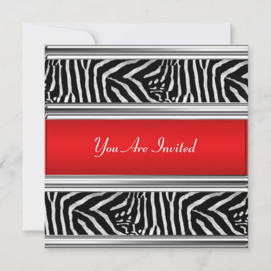 Invitation à une fête d'anniversaire Zèbre et Roug (Devant)