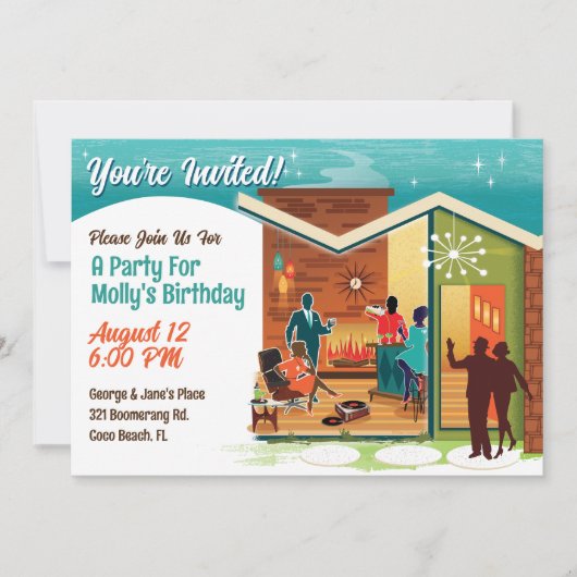 Invitation à une fête dans une maison de style Mid (Devant)