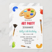 Invitation à une fête d'art de couleur primaire (Devant / Derrière)