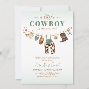 Invitation à une fête de baby shower Cowboy Baby