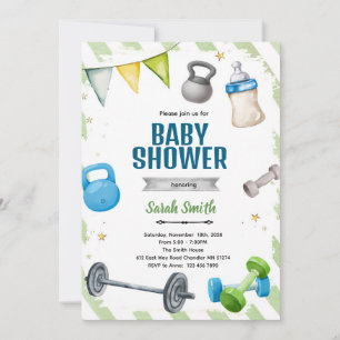 Invitation à une fête de baby shower de gym