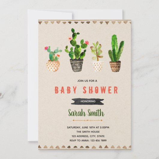Invitation à une fête de baby shower sur le thème (Devant)