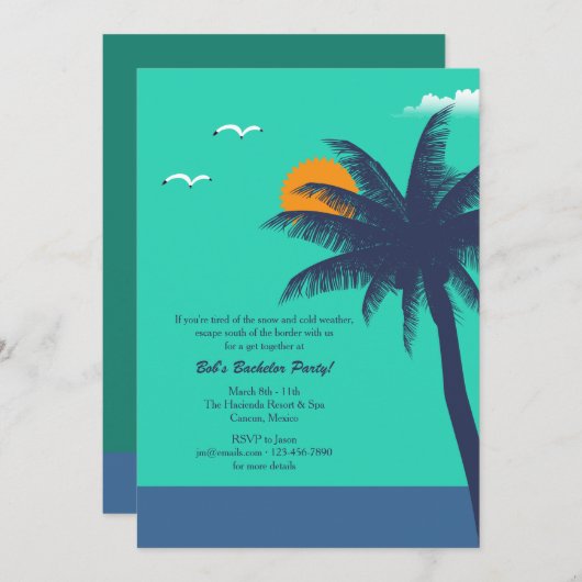 Invitation à une fête de Bachelor/Bachelorette sou (Devant / Derrière)