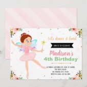 Invitation à une fête de ballerine fée (Devant / Derrière)