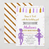 Invitation à une fête de ballerine violette dorée (Devant / Derrière)