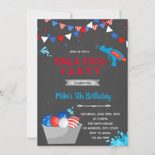 Invitation à une fête de ballons d'eau du 4 juille