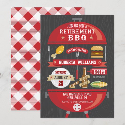 Invitation à une fête de barbecue pour la retraite (Devant / Derrière)