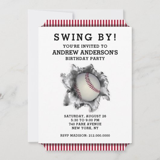 Invitation à une fête de baseball (Devant)