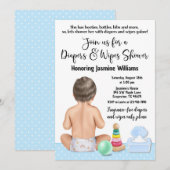 Invitation à une fête de bébé avec couche pour gar (Devant / Derrière)