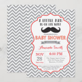 Invitation à une fête de bébé avec moustache Rouge (Devant / Derrière)