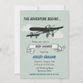 Invitation à une fête de bébé avion (Devant)