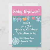 Invitation à une fête de bébé Bleu et Rose (Devant)