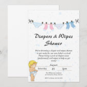 Invitation à une fête de bébé : couche et lingette (Devant / Derrière)