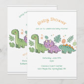 Invitation à une fête de bébé dinosaure pour garço (Devant / Derrière)