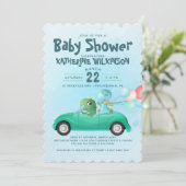 Invitation à une fête de bébé Drive By | Dinosaure (Debout devant)