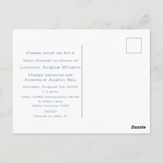 Invitation à une fête de bébé garçon (Dos)