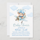 Invitation à une fête de bébé garçon avion (Devant)