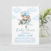 Invitation à une fête de bébé garçon avion (Debout devant)