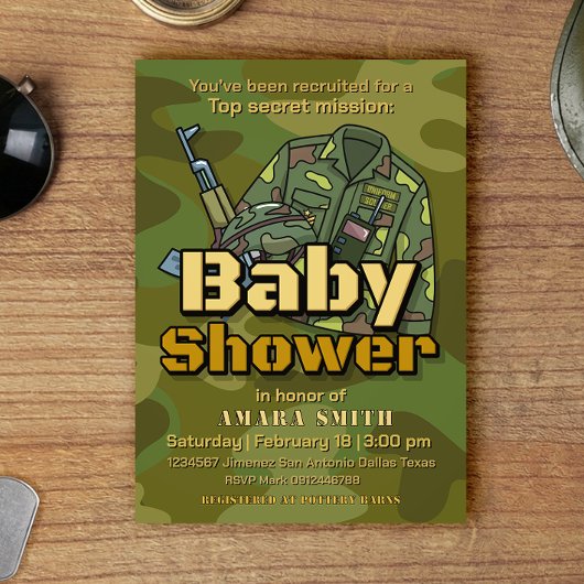 Invitation à une fête de bébé militaire