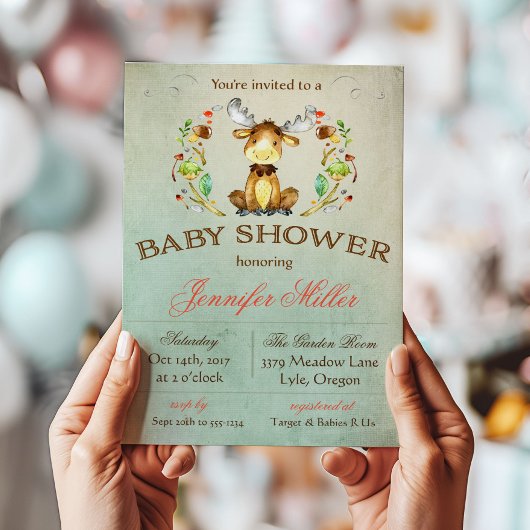 Invitation à une fête de bébé orignal