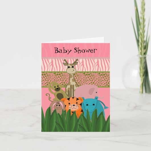 Invitation à une fête de bébé sur le thème des ani (Devant)