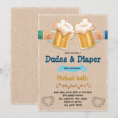 Invitation à une fête de bébés et couches pour mec (Devant / Derrière)